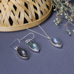 Load image into Gallery viewer, 925 Silver Labradorite Earrings &amp; Necklace Set | Women's Jewelry
