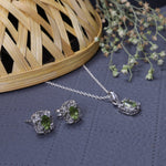 Load image into Gallery viewer, 925 Silver Peridot Jewelry Set | Earrings &amp; Necklace | Gift
