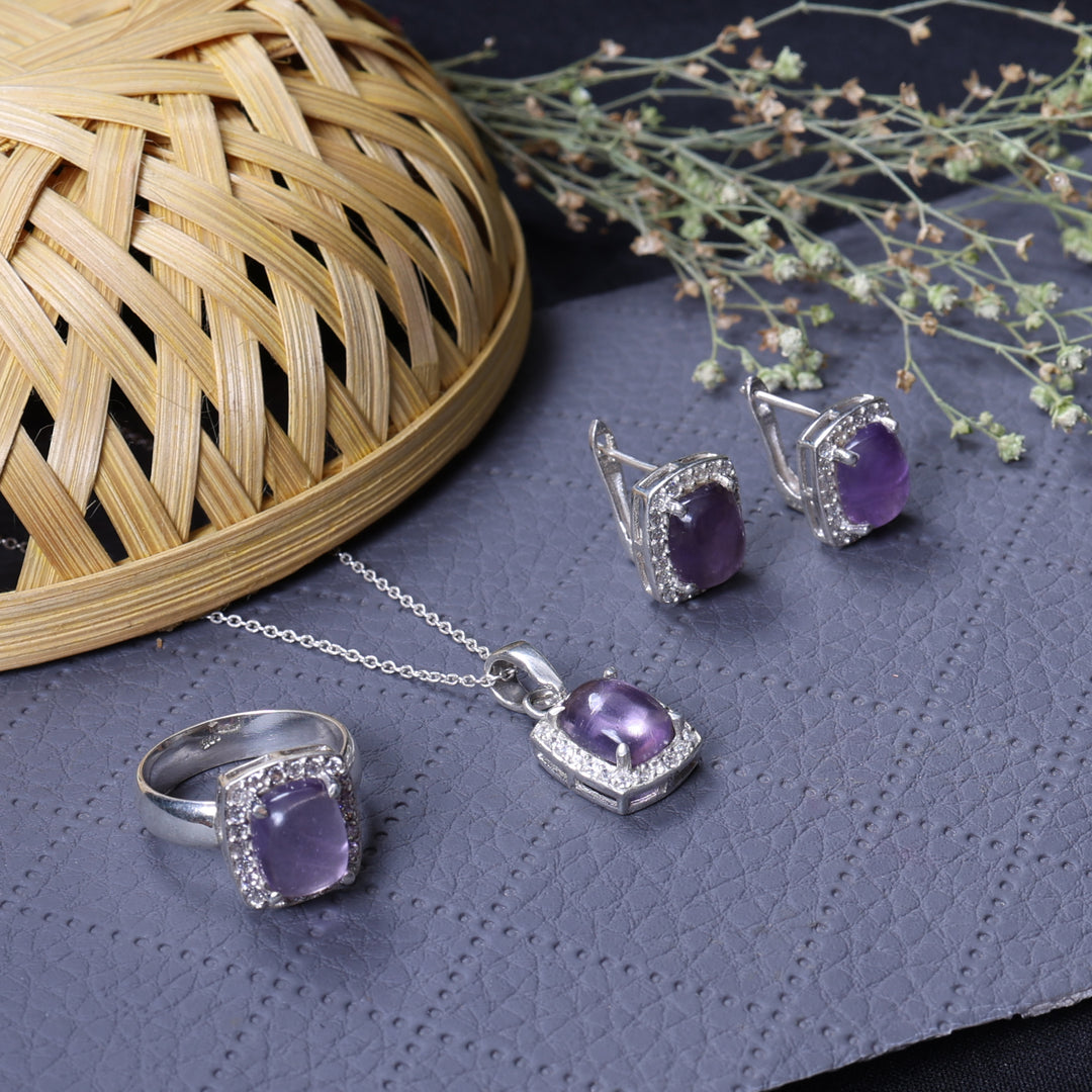 925 Silver Amethyst Jewelry Set for Women | Gift Idea