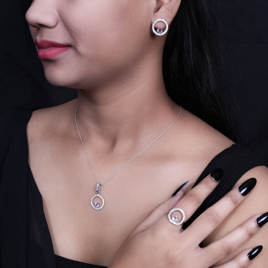 925 Silver Amethyst Jewelry Set for Women | Gift