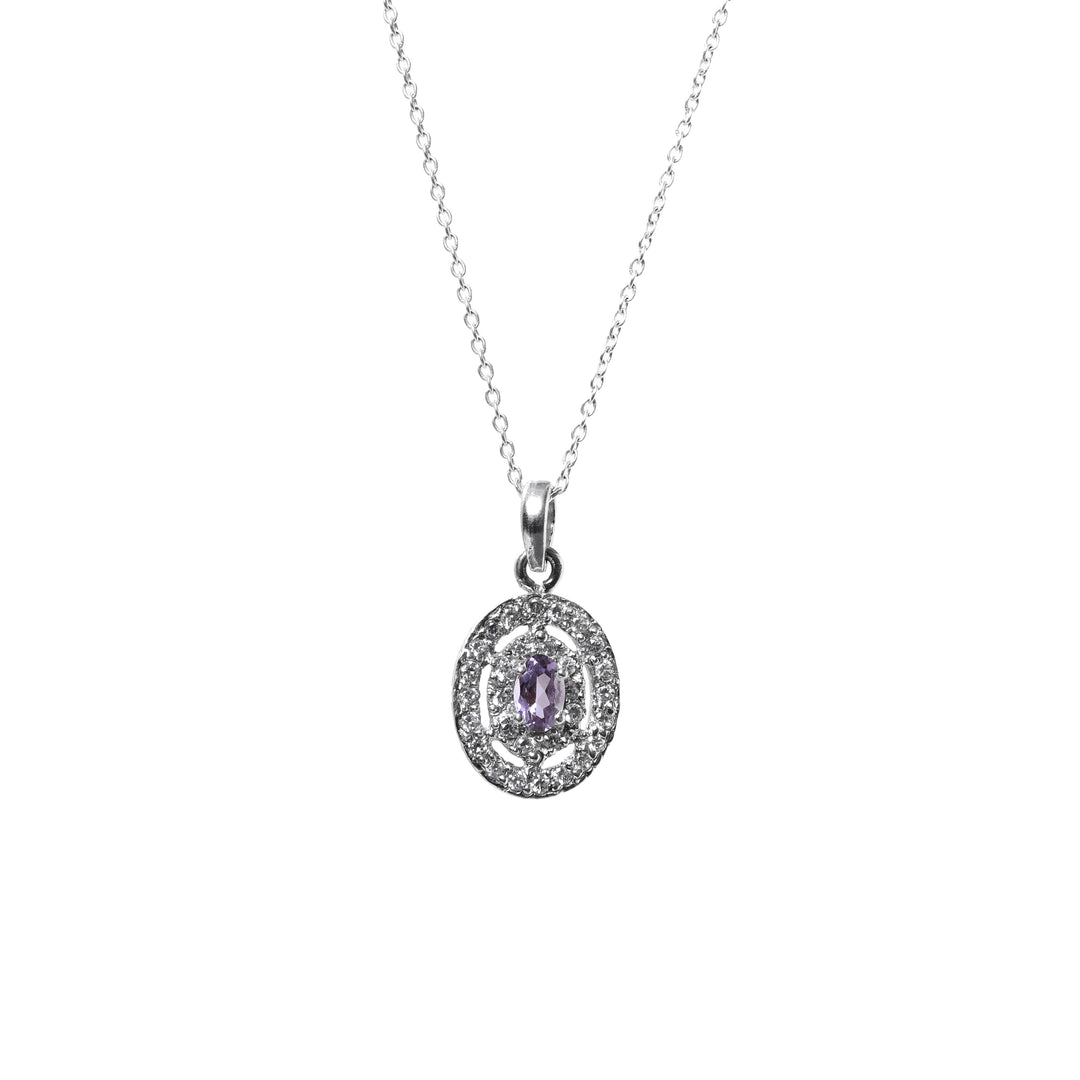 925 Silver Amethyst Jewelry Set | Stud Earrings, Pendant, Ring