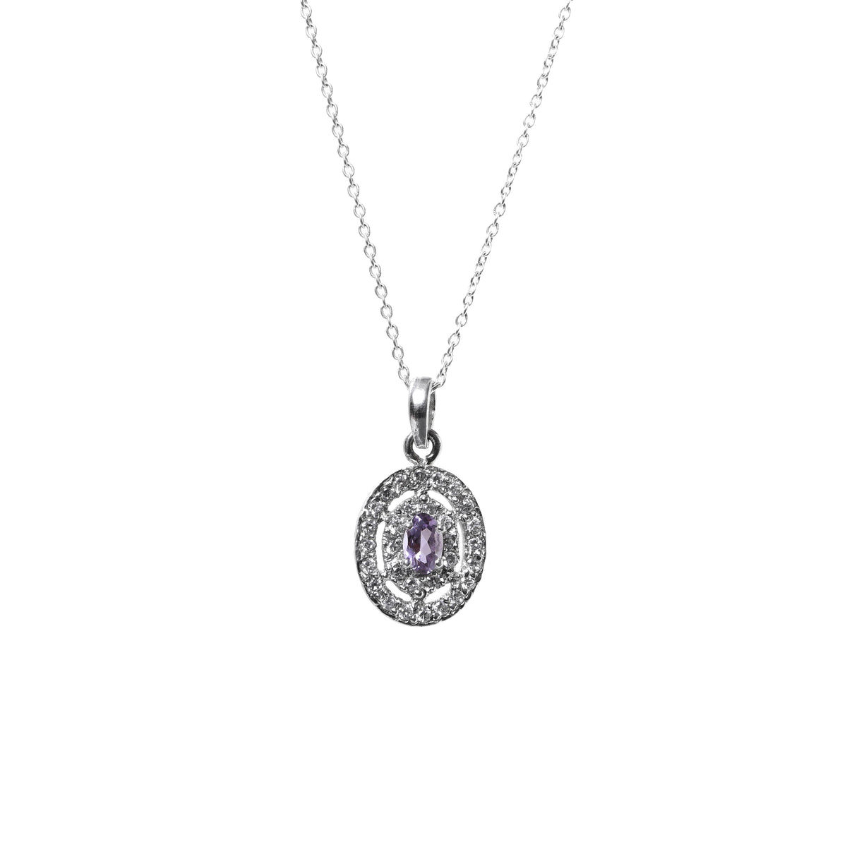 925 silver amethyst jewelry set | stud earrings, pendant, ring