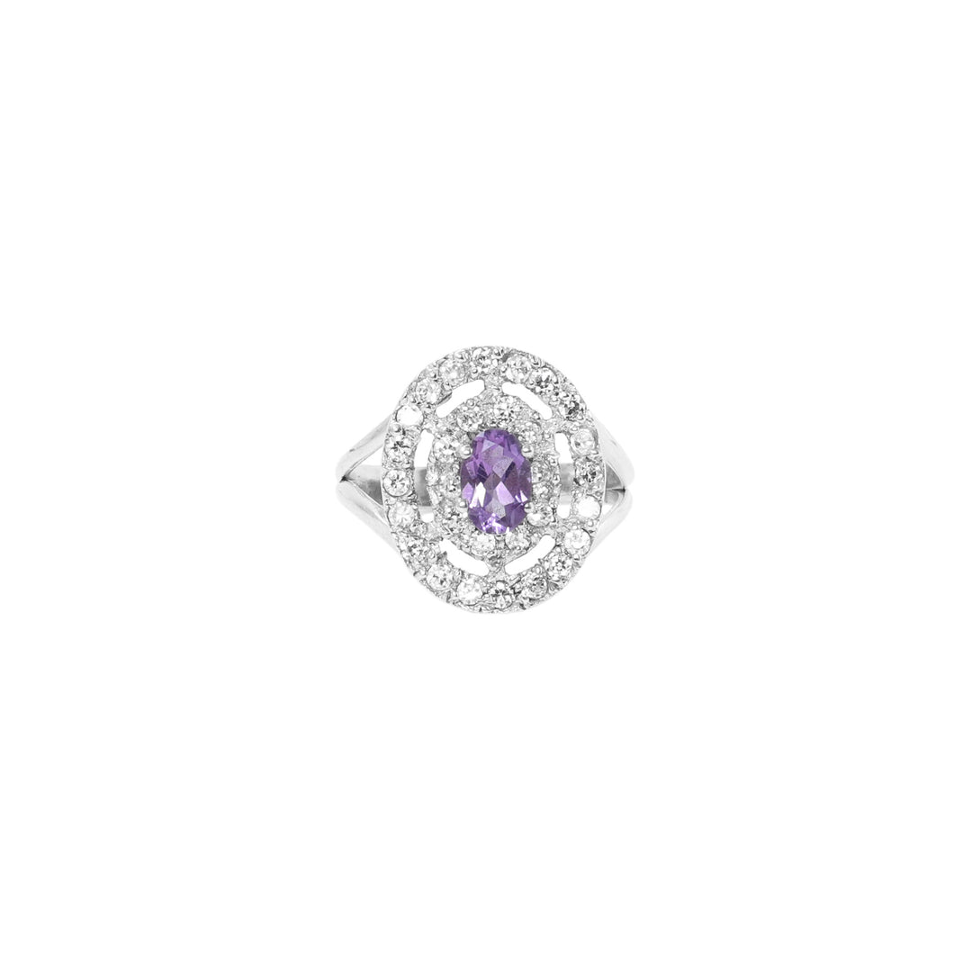 925 Silver Amethyst Jewelry Set | Stud Earrings, Pendant, Ring