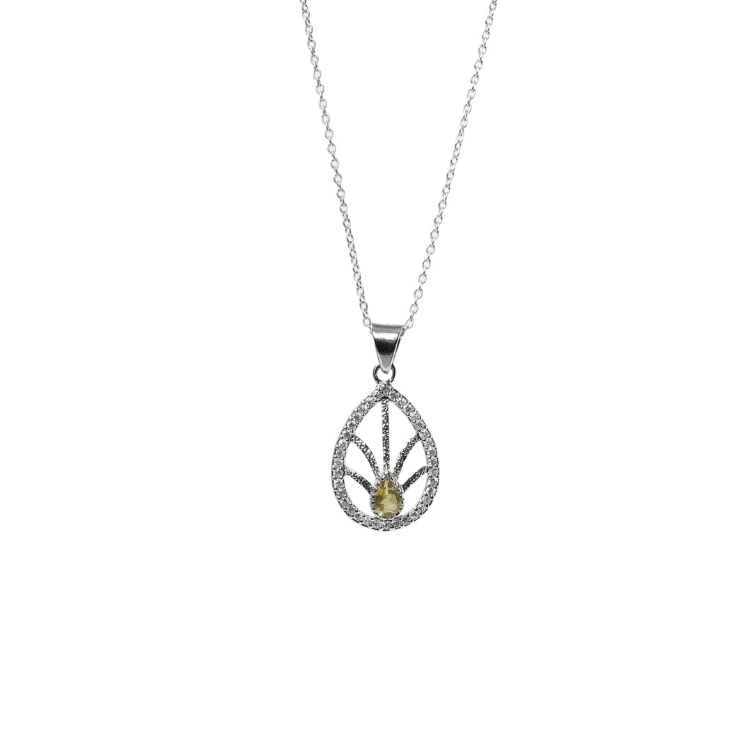 925 Silver Citrine Jewelry Set | Leaf Design | Gift for Her