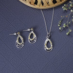 Load image into Gallery viewer, 925 Silver Teardrop Earrings &amp; Pendant Set | Yellow Gemstone
