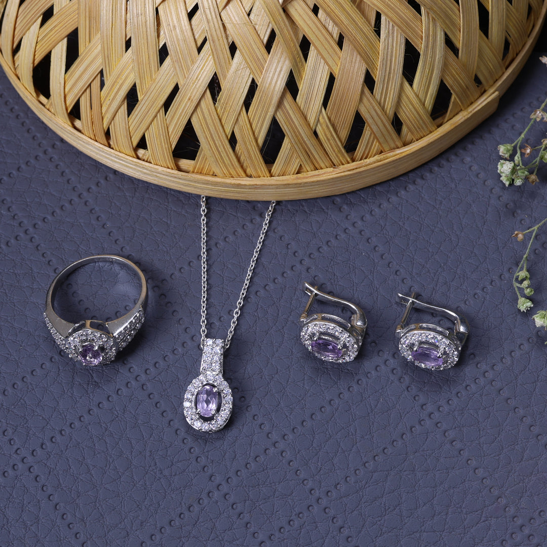 925 Silver Amethyst Jewelry Set for Women | Gift Set