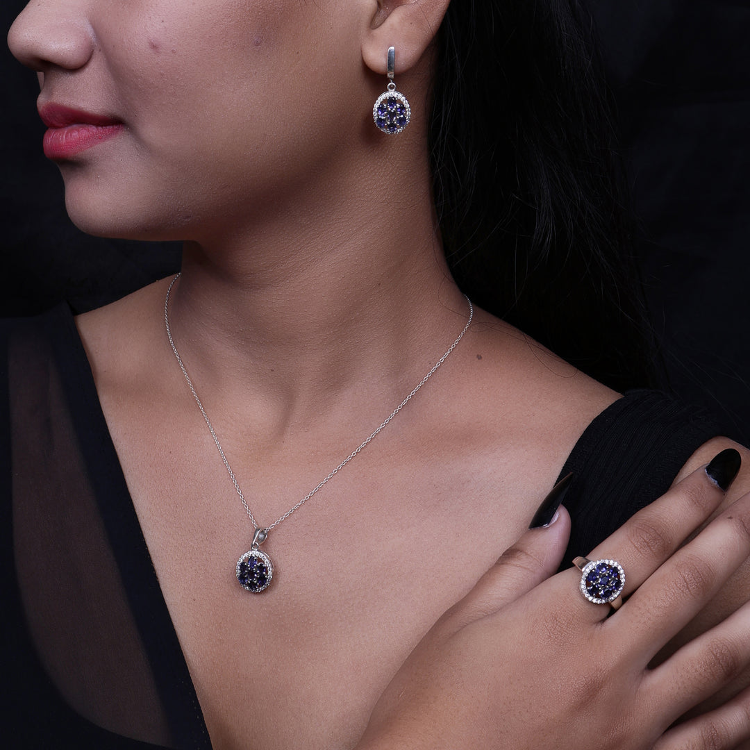 925 Silver Blue Gemstone Jewelry Set for Women | Gift Idea