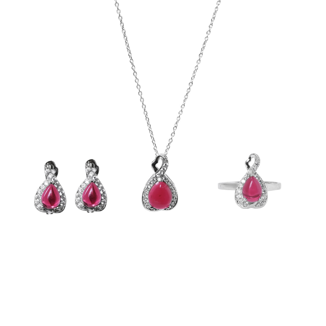 925 Silver Ruby Jewelry Set for Women | Gift Idea
