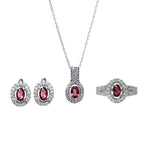 Load image into Gallery viewer, Silver Ruby Jewelry Set | Earrings, Necklace, Ring | Gift
