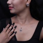 Load image into Gallery viewer, 925 Silver Cubic Zirconia Cufflinks &amp; Pendant Set | Gift for Him
