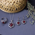 Load image into Gallery viewer, 925 Silver Pink Gemstone Flower Jewelry Set for Women | Gift
