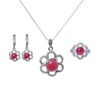 Load image into Gallery viewer, 925 Silver Pink Gemstone Flower Jewelry Set for Women | Gift
