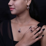 Load image into Gallery viewer, 925 Silver Pink Gemstone Flower Jewelry Set for Women | Gift
