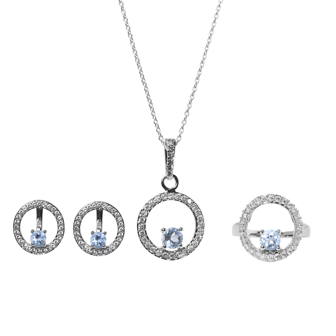 925 Silver Blue Gemstone Jewelry Set for Women | Gift Idea