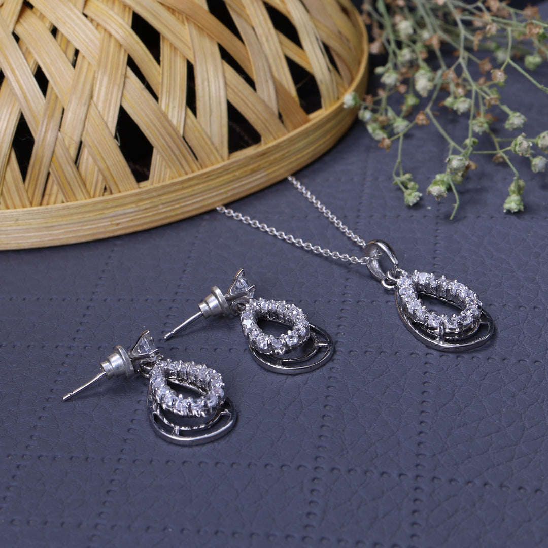 925 Silver Teardrop Earrings & Necklace Set | Gift for Her