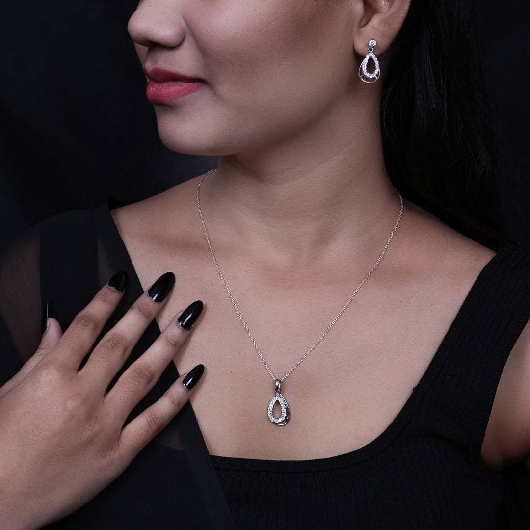 925 Silver Teardrop Earrings & Necklace Set | Gift for Her