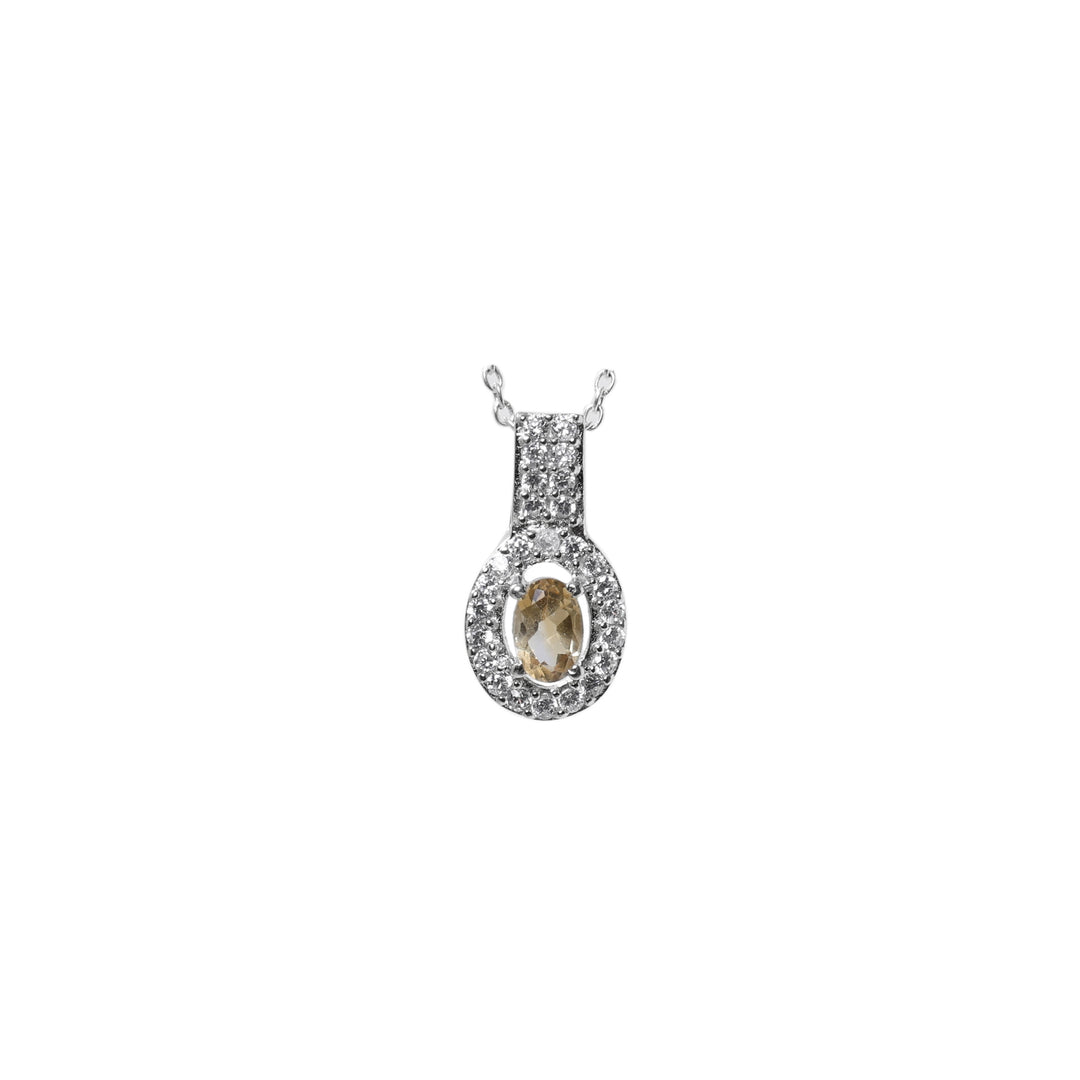 Silver Citrine Jewelry Set | Earrings, Pendant, Ring for Women