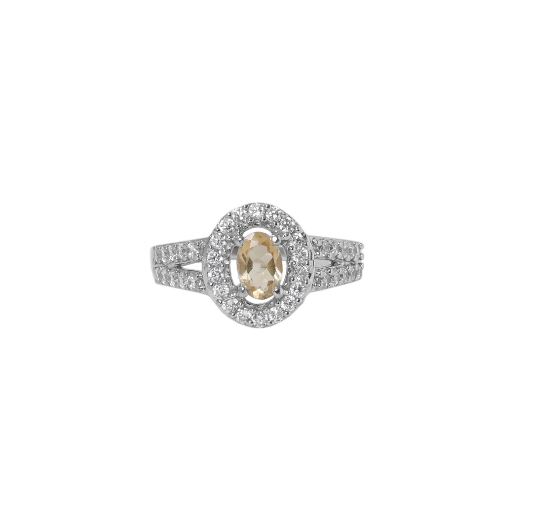 Silver Citrine Jewelry Set | Earrings, Pendant, Ring for Women