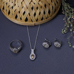 Load image into Gallery viewer, Silver Citrine Jewelry Set | Earrings, Pendant, Ring for Women

