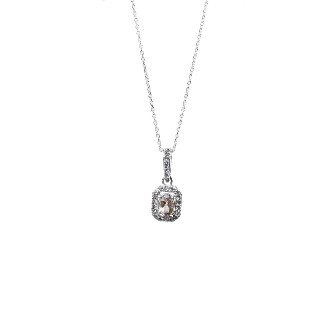 Silver Citrine Jewelry Set | Earrings, Necklace & Ring for Women