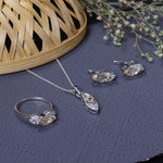 Load image into Gallery viewer, Silver Citrine Jewelry Set: Earrings, Necklace, Ring | Gift Set
