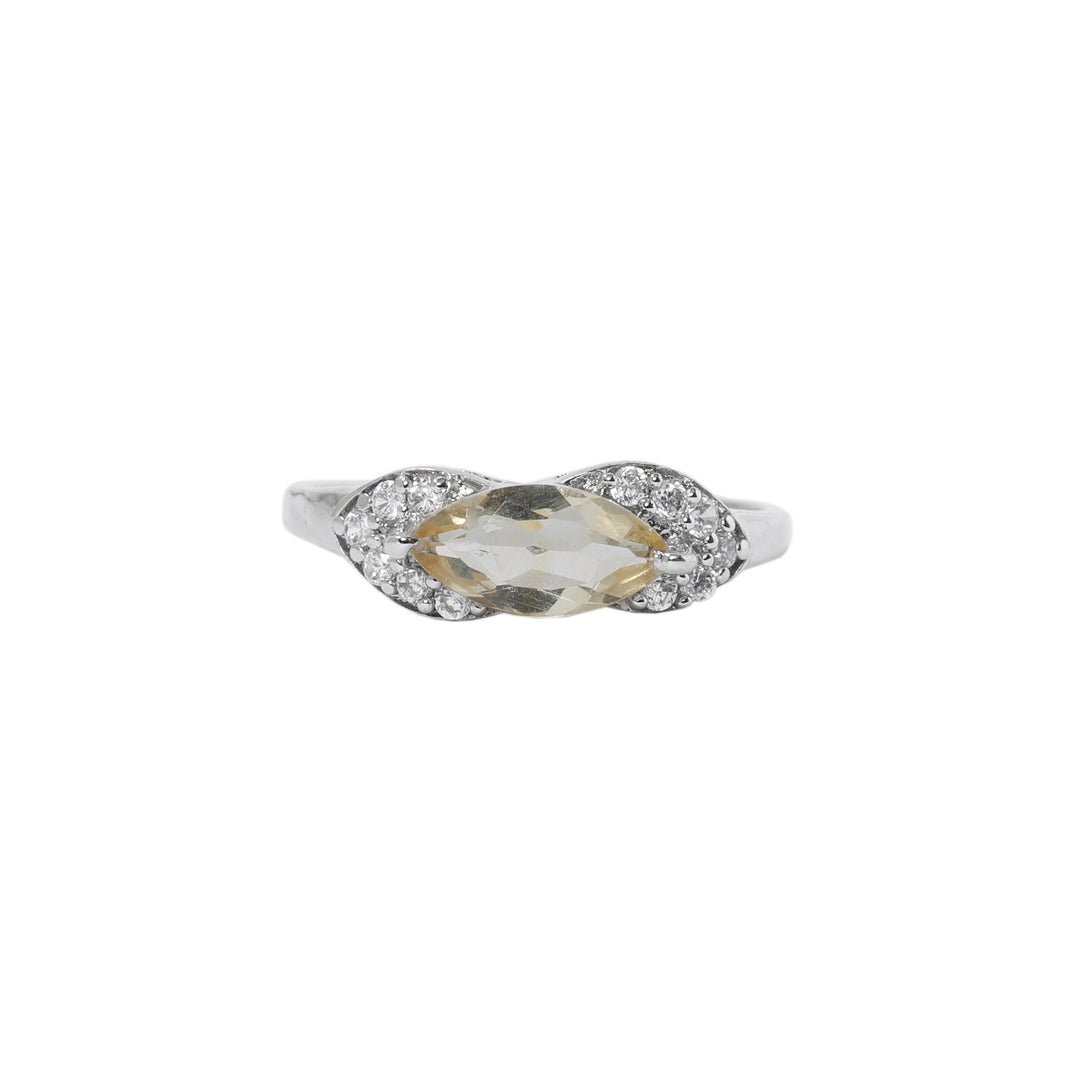 Silver Citrine Jewelry Set: Earrings, Necklace, Ring | Gift Set