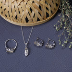 Load image into Gallery viewer, Silver Citrine Jewelry Set: Earrings, Necklace, Ring | Gift Set
