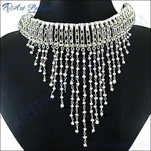 Pearl And Garnet Gemstone Silver Necklace Designer Necklace Expensive Looking Necklace