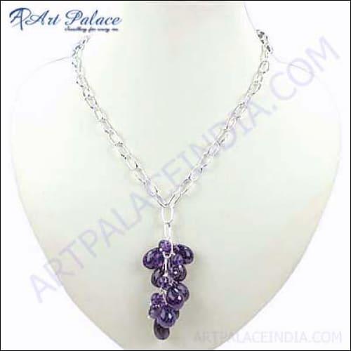 Amethyst Beaded Silver Necklace Beaded Silver Necklace