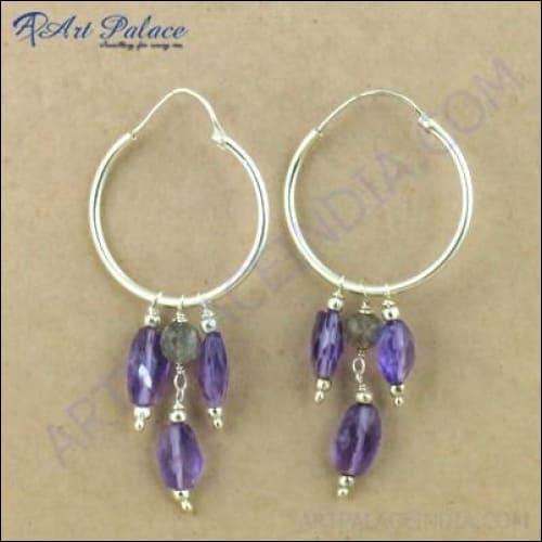 Amethyst & Labradorite Gemstone Beaded Earring Casual Beaded Earring Fancy Beaded Earring