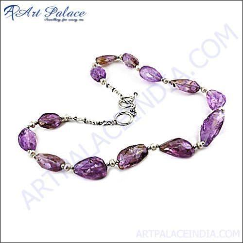 Amethyst & Pearl Beaded Silver Necklace Pretty Beaded Necklace Beaded Gemstone Necklace