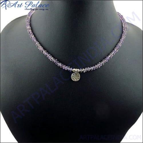 Amethyst Beaded Necklace Adorable Beaded Necklace Beaded Silver Necklace