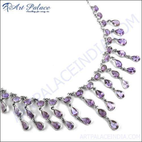 Amethyst Gemstone Necklace 925 Silver Necklace Energy Gemstone Silver Necklace