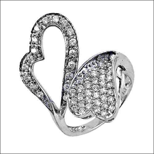 Dual Heart Cubic Zirconia Silver Ring 925 Sterling Silver Ring Graceful Cz Ring