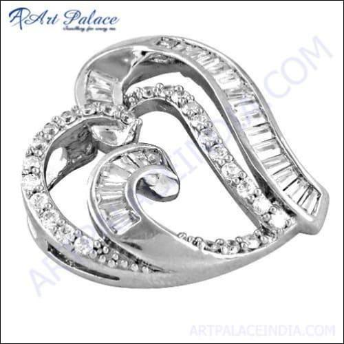 Designer Heart Cubic Zirconia Silver Pendant Cz Silver Pendant 925 Silver Pendant