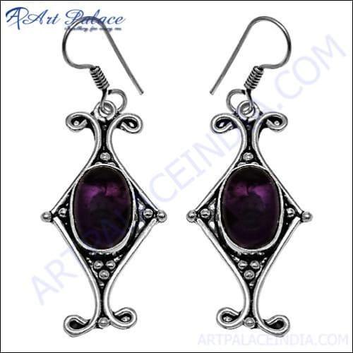  Affrican Amethyst White Metal Earring German Silver Earring Beautiful Earring