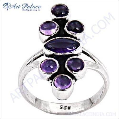 Antique Style Amethyst Gemstone Silver Ring, 925 Sterling Silver Jewelry Amethyst Rings Precious Gemstone Rings