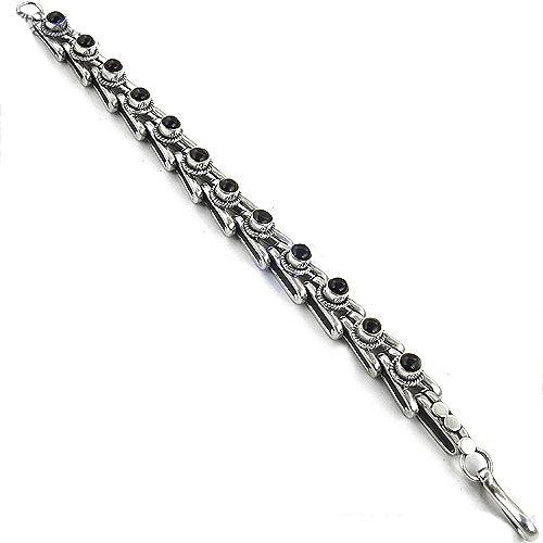 Antique Style Black Onyx Gemstone Silver Bracelet, 925 Sterling Silver Jewelry Handmade Bracelet Feminine Bracelet