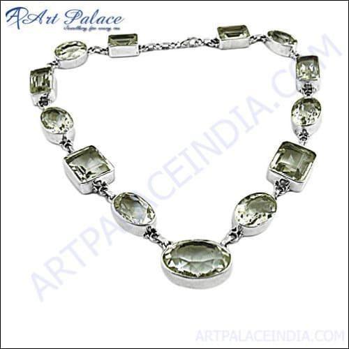 Antique Style Crystal Silver Necklace