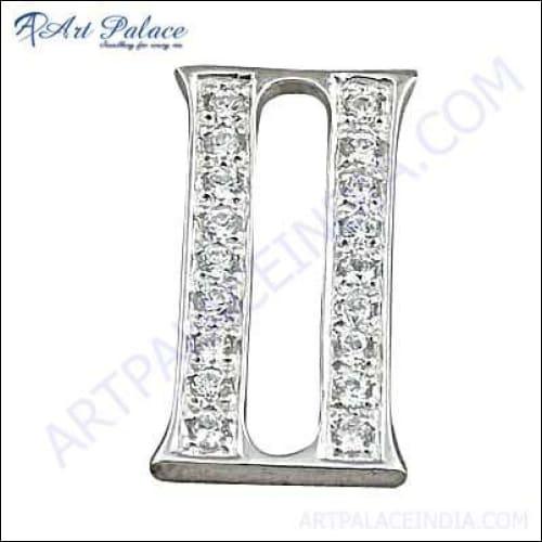Antique Style Cubic Zirconia Gemstone Silver Pendant