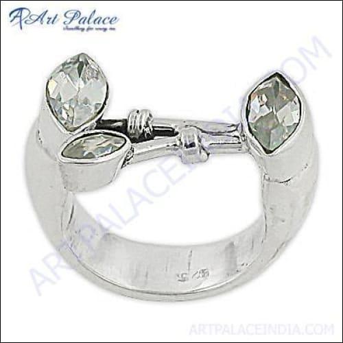 Antique Style Cubic Zirconia Gemstone Silver Ring