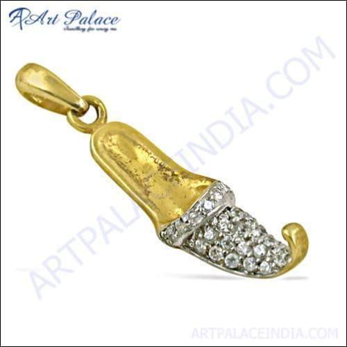 Antique Style Cz Gemstone Gold Plated Silver Pendant