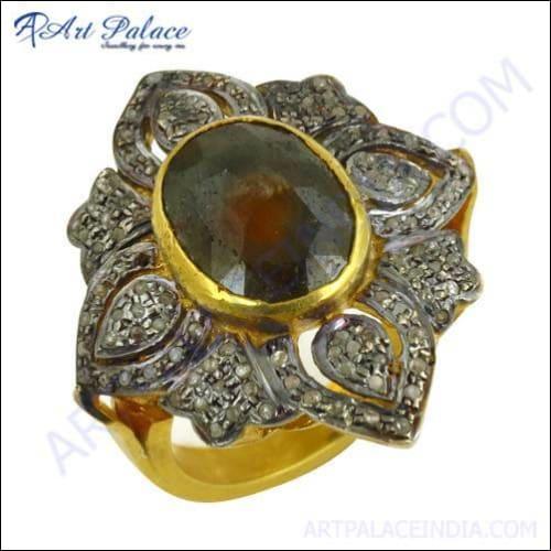 Antique Style Diamond & Died Ruby Gold Plated Silver Rings Party Wear Victorian Rings Magnificent Victorian Rings
