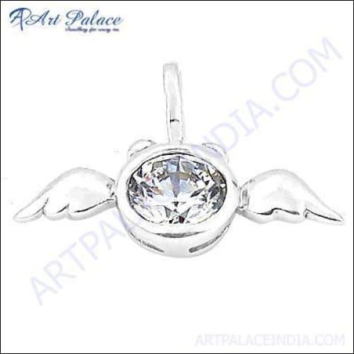 Antique Style Flying Cubic Zirconia Silver Pendant