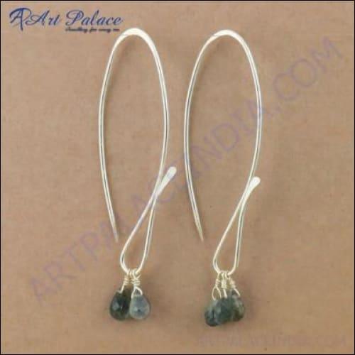 Antique Style Labradorite Gemstone Silver Earrings