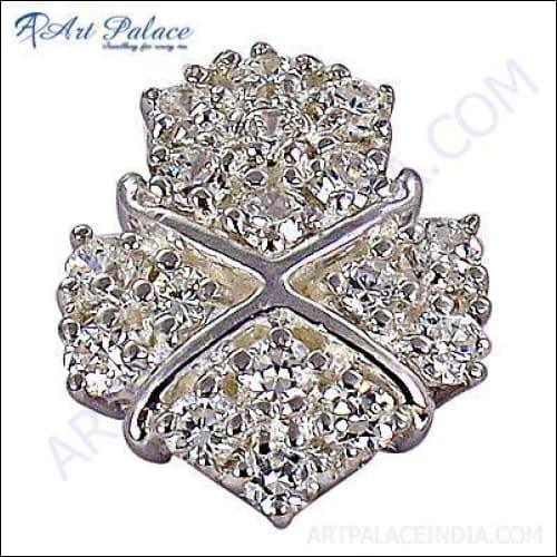 Antique Style Silver Pendant With Cubic Zirconia