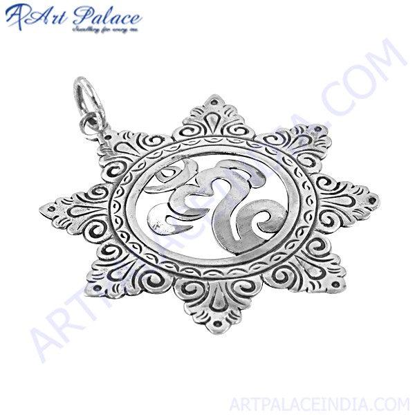 Antique Style Traditional Plain Silver Pendant, 925 Sterling Silver Jewelry Designer Silver Pendant Stylish Silver Pendant
