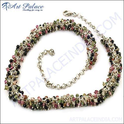 Antique Style Wholesale Tourmaline Gemstone Silver Necklace