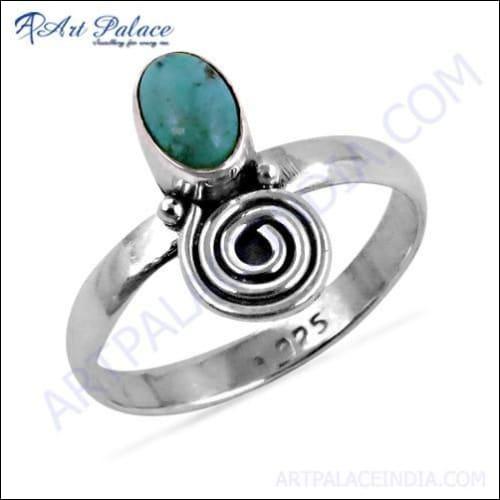 Artisan Crafted Turquoise Gemstone Silver Ring, 925 Sterling Silver Jewelry