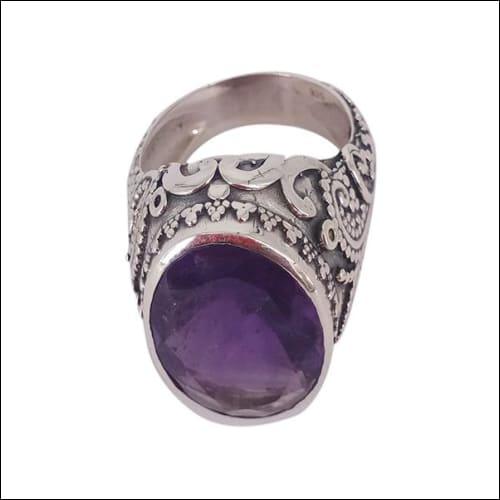 Artisan Design Amethyst Gemstone 925 Silver Ring Wonderful Rings Artisanal Rings Round Amethyst Rings